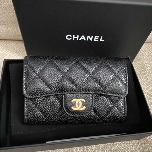 CHANEL Handbags - Chanel Black Caviar Snap Card Holder